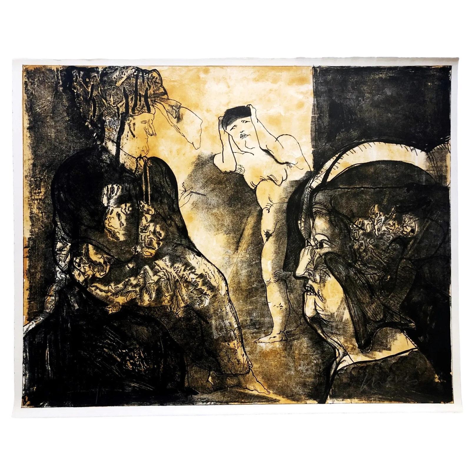 José Luis Cuevas Signed Limited Ed. Mexican Lithograph Lo Feo de Este Mundo III