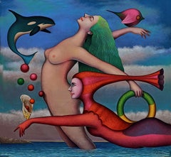 Disfrutando de la brisa, Pintura, Óleo sobre lienzo