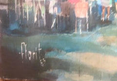 Flowers street Barcelona Spain spanish urbanscape oil on canvas painting