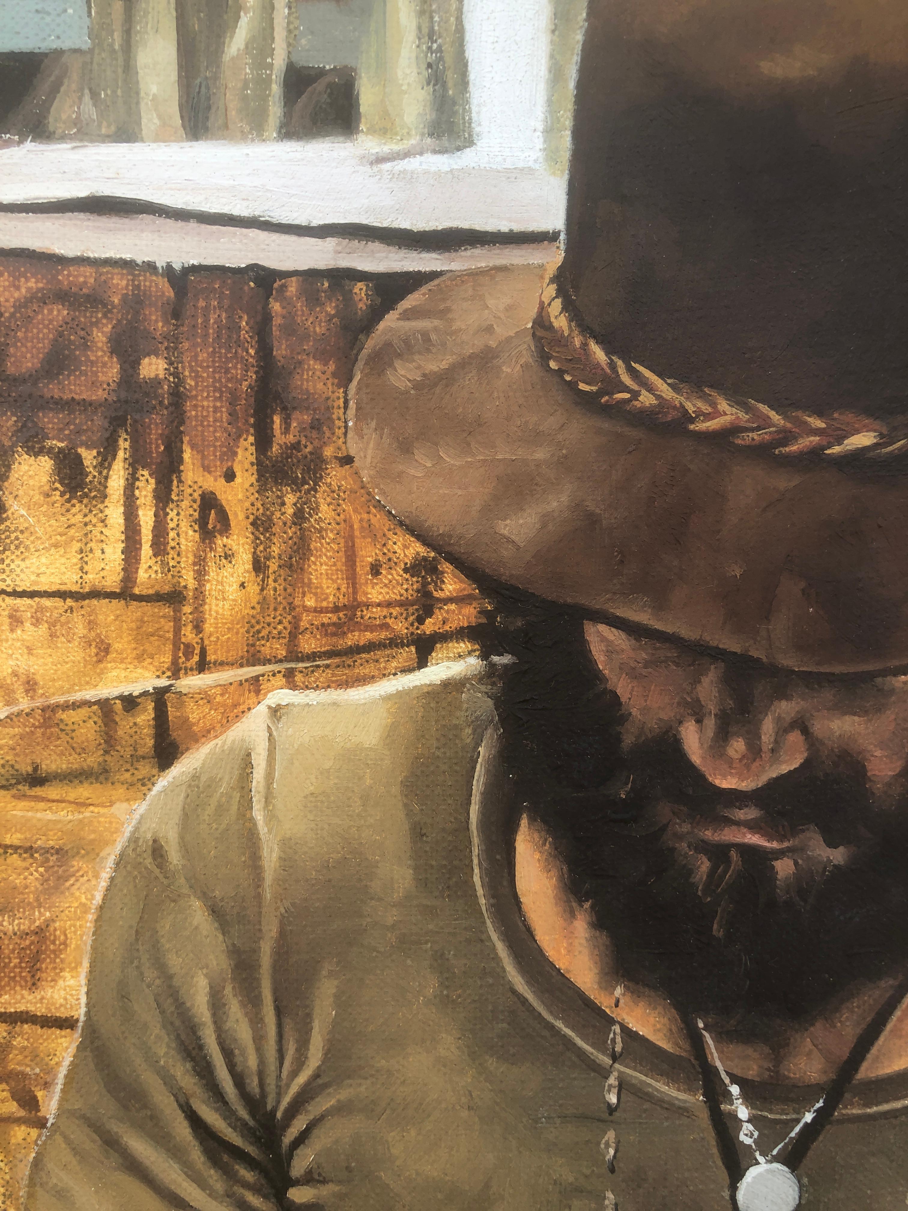 Hippie Original Öl Acryl auf Leinwand Gemälde Realismus Spanien Sitges 70er Jahre im Angebot 4