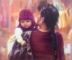 Vintage Maternity mixed media on canvas Nepal