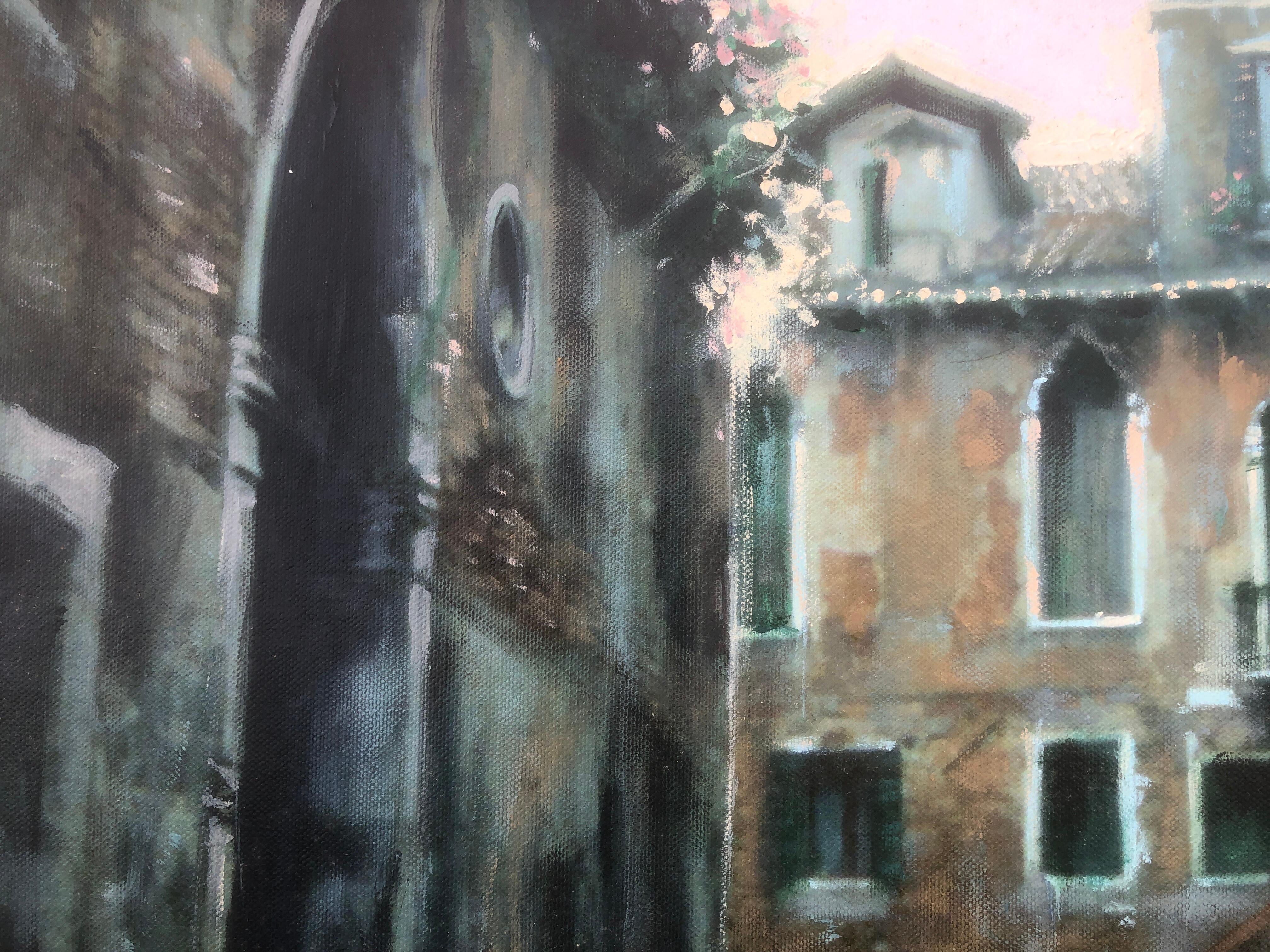Venice gondolier mixed media on canvas 1