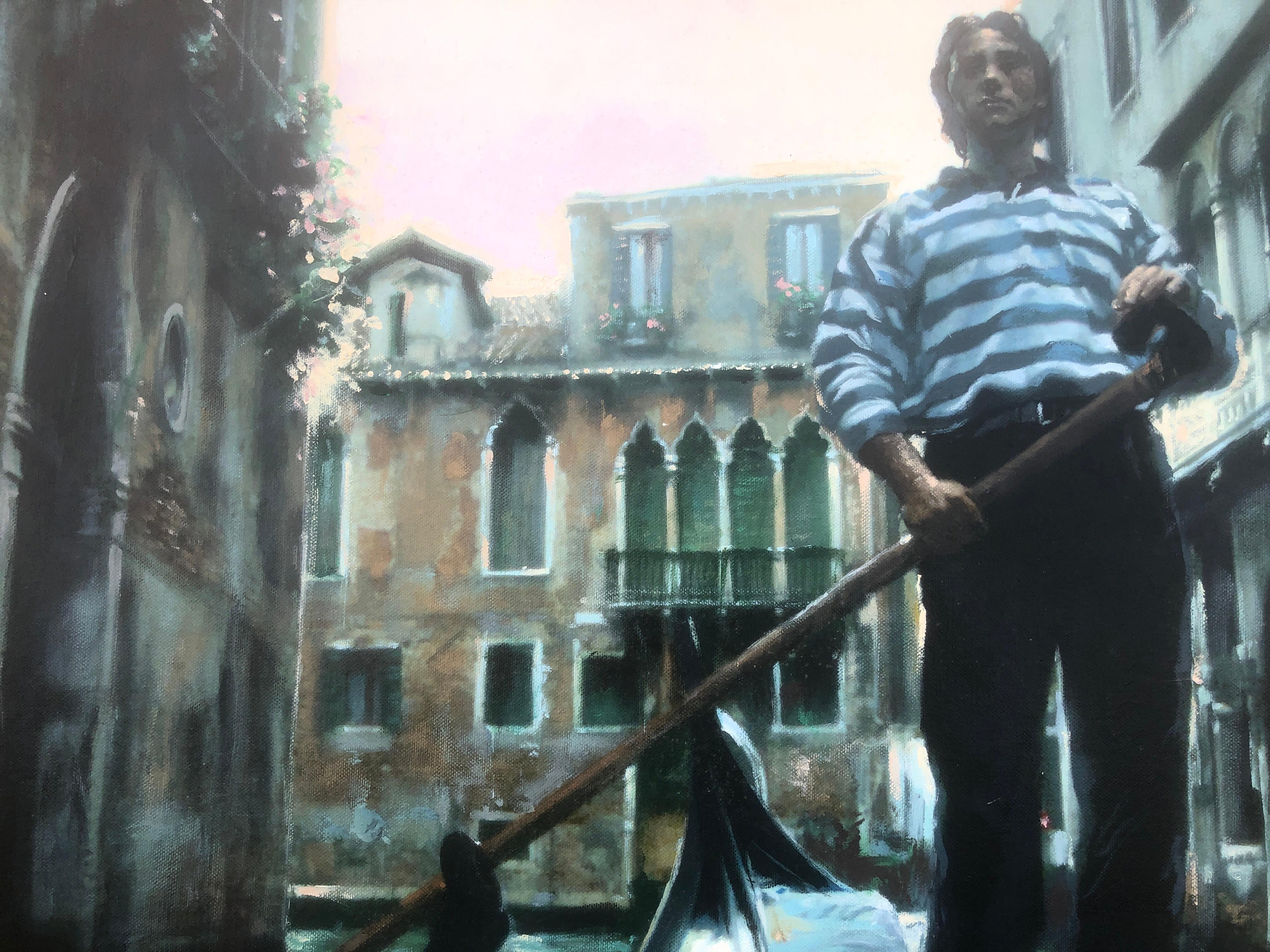 Venice gondolier mixed media on canvas 2