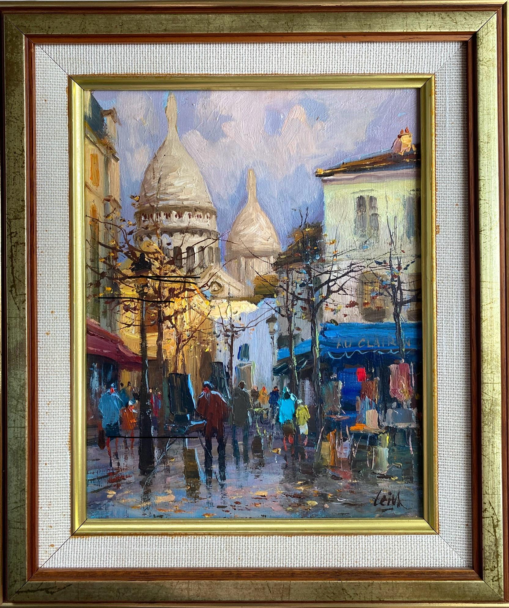“Place du Tertre,  Montmartre, Paris” - Post-Impressionist Painting by Jose Luis Leiva Sanchez