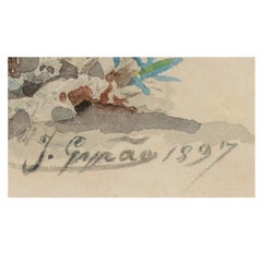José M. Girão, “Rural Landscape”, Watercolor on Paper, Signed and Dated 1897