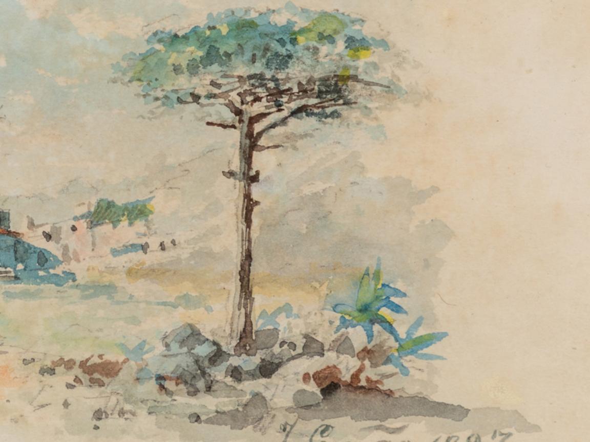 José M. Girão, “Rural Landscape”, Watercolor on Paper, Signed and Dated 1897 For Sale 1