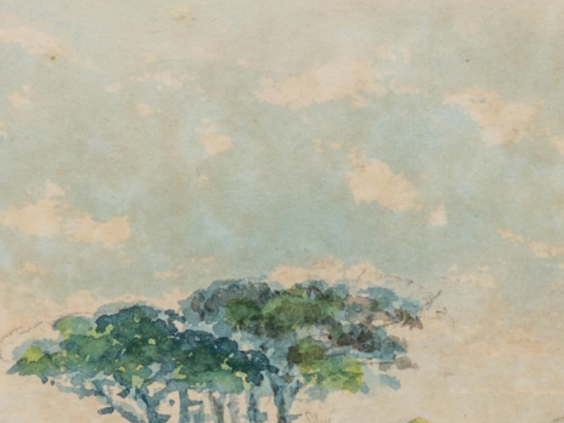 José M. Girão, “Rural Landscape”, Watercolor on Paper, Signed and Dated 1897 For Sale 3