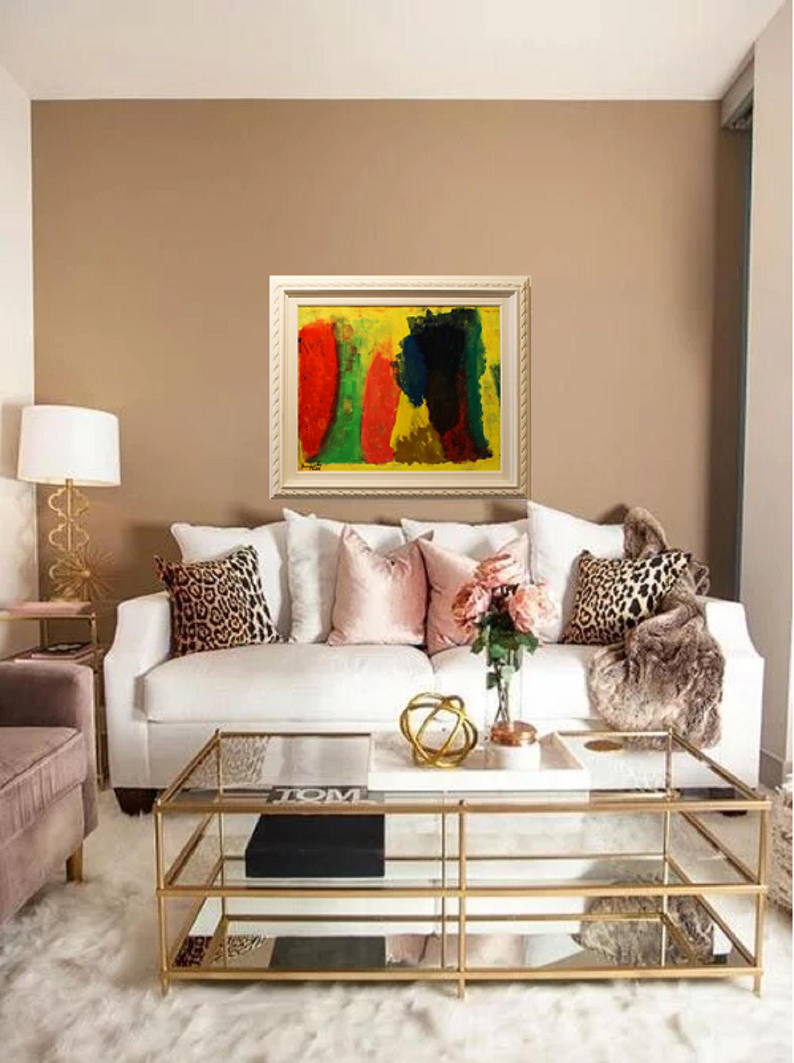 ANFORAS, Painting, Acrylic on Watercolor Paper - Beige Abstract Painting by Jose mÂª Palacin  Calvo
