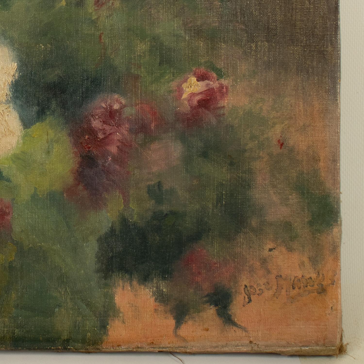 José MANGE (1866-1935) Stilleben mit Nelken, Impressionist. (Französisch) im Angebot