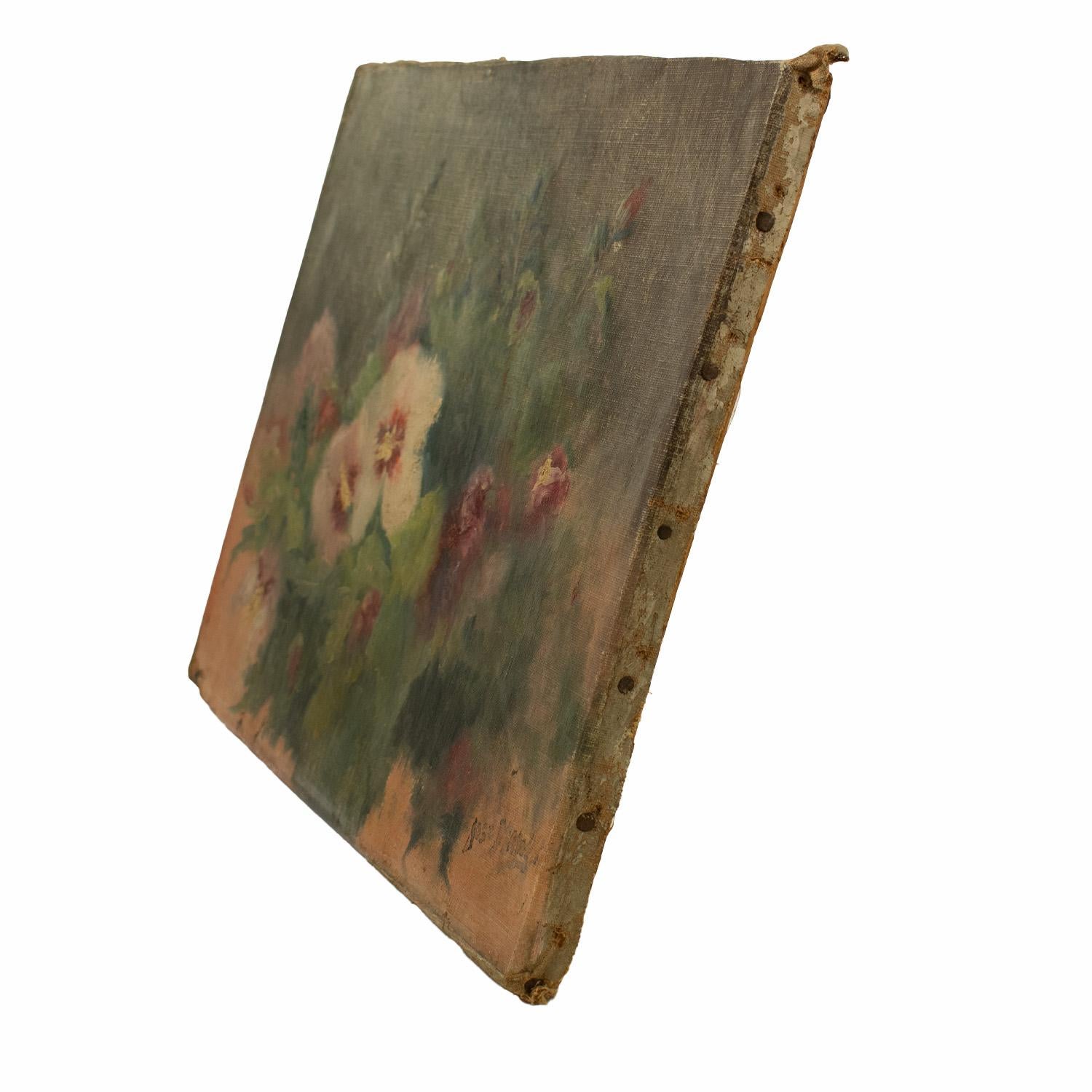 José MANGE (1866-1935) Stilleben mit Nelken, Impressionist. im Zustand „Relativ gut“ im Angebot in TEYJAT, FR