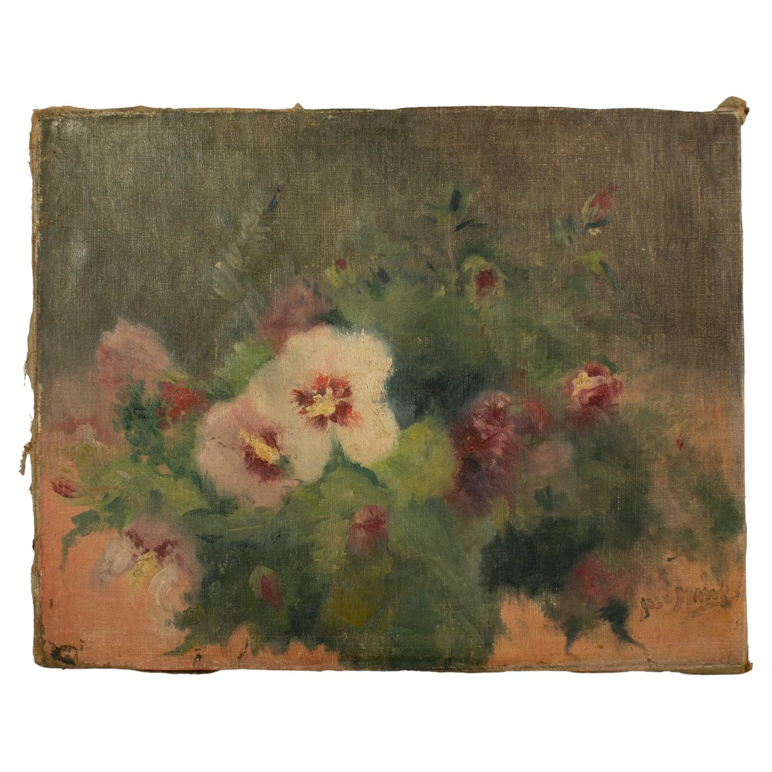 José MANGE (1866-1935) Still life with carnations, impressionist.