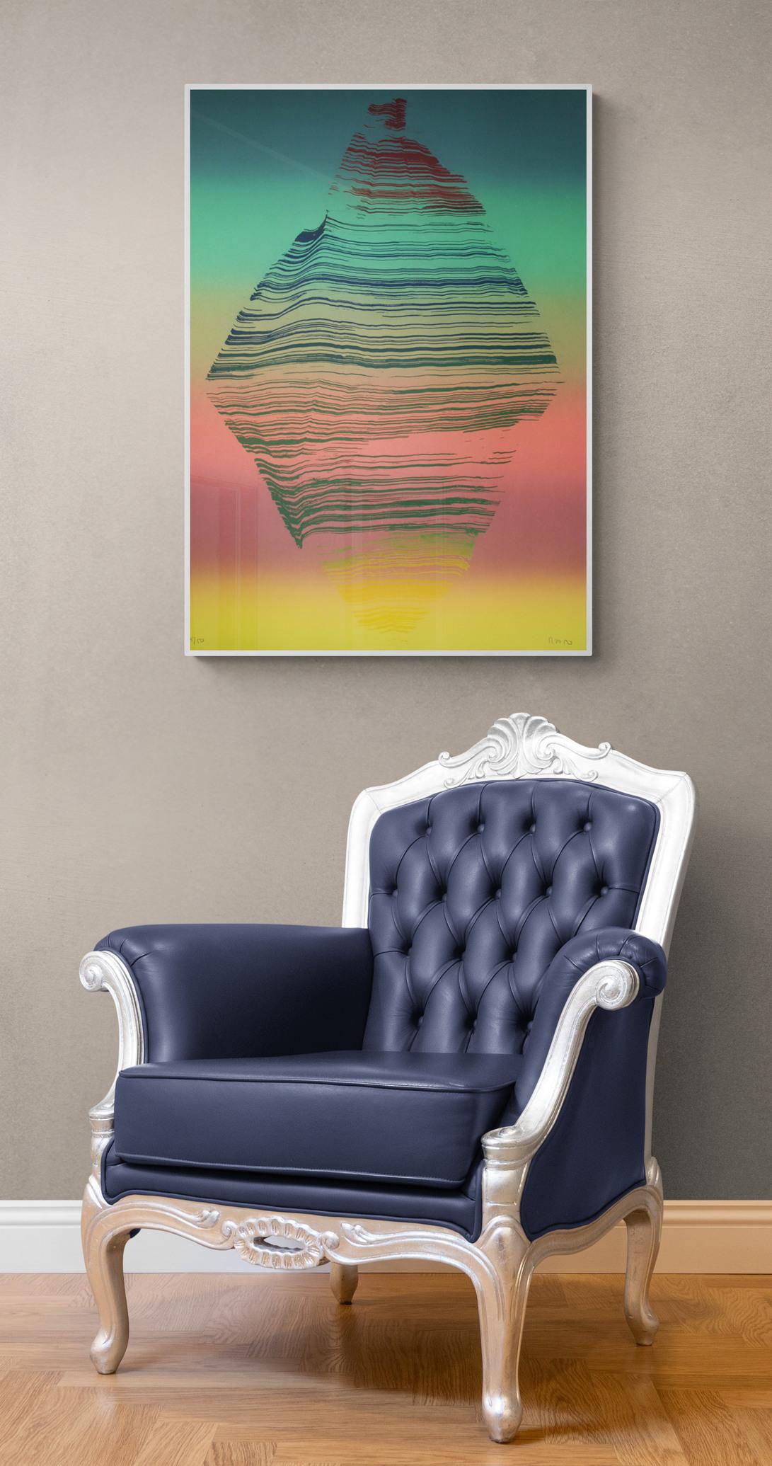 José Manuel Broto IRIS 6. Lyrical Abstraction Spanish Contemporary Green Yellow - Print de Jose Manuel Broto