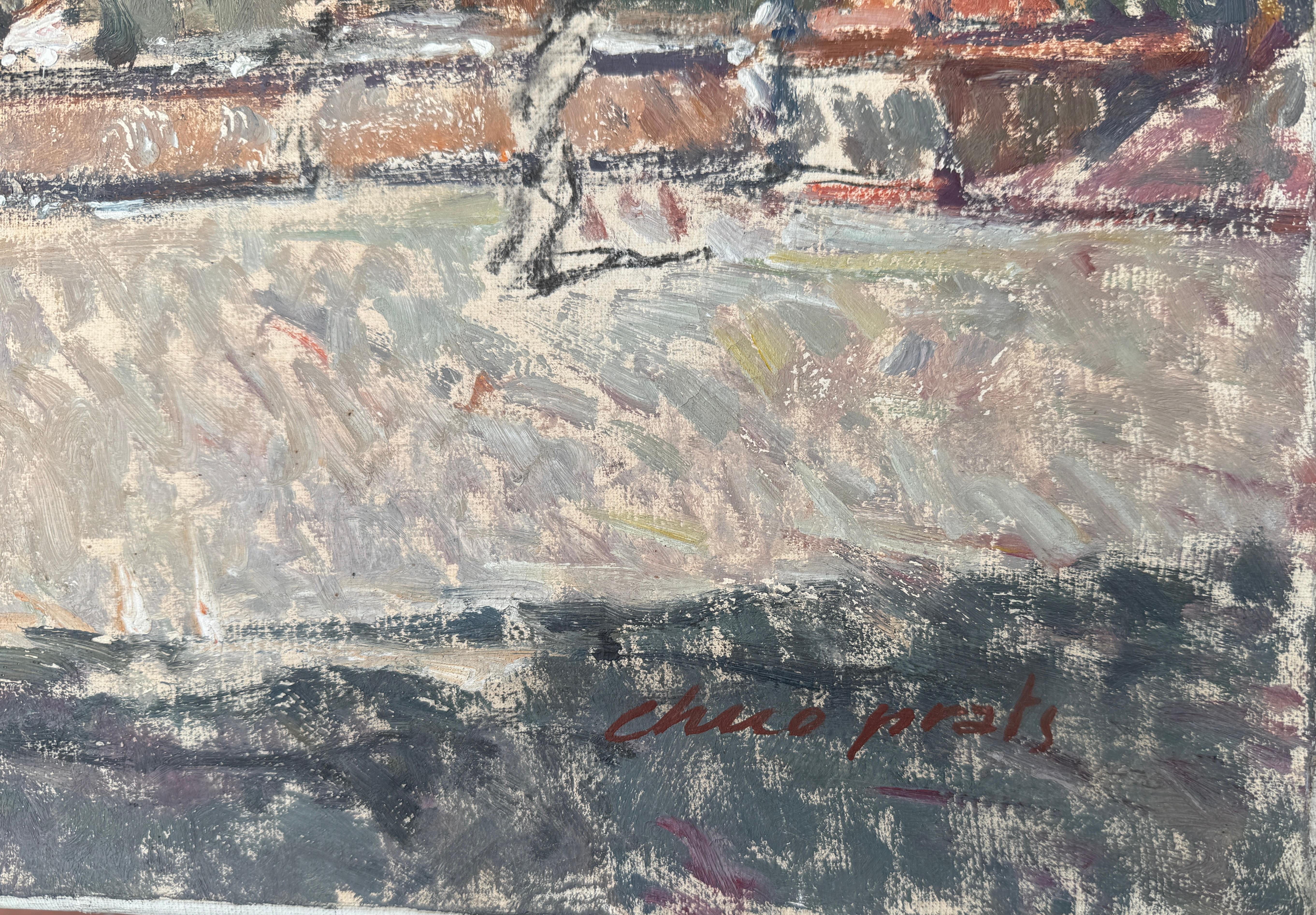 Piazza della Signoria Florenz Italien Öl auf Leinwand Gemälde – Painting von Jose Manuel Chico Prats