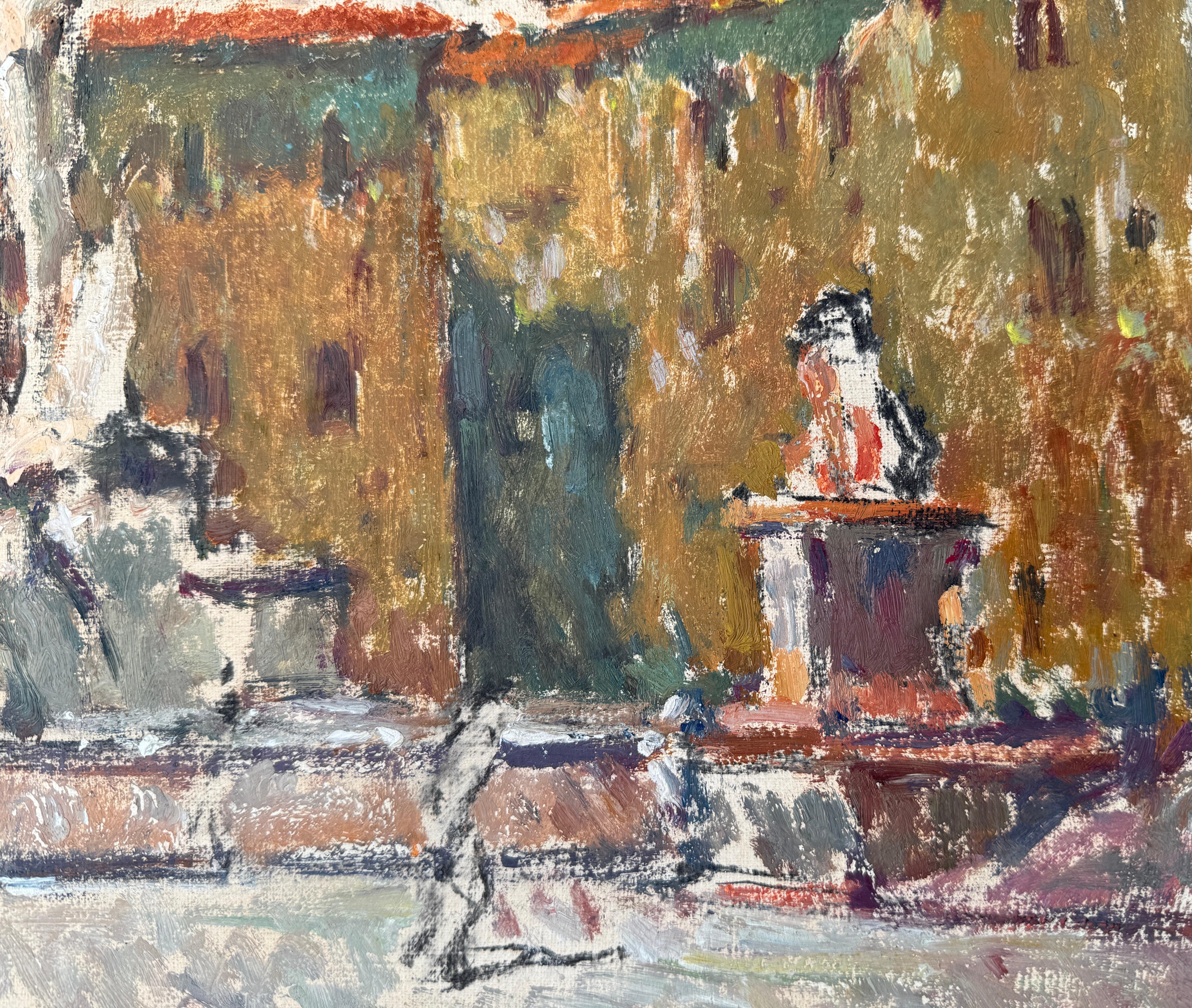 Piazza della Signoria Florenz Italien Öl auf Leinwand Gemälde (Post-Impressionismus), Painting, von Jose Manuel Chico Prats