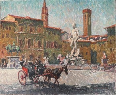 Piazza della Signoria Florenz Italien Öl auf Leinwand Gemälde