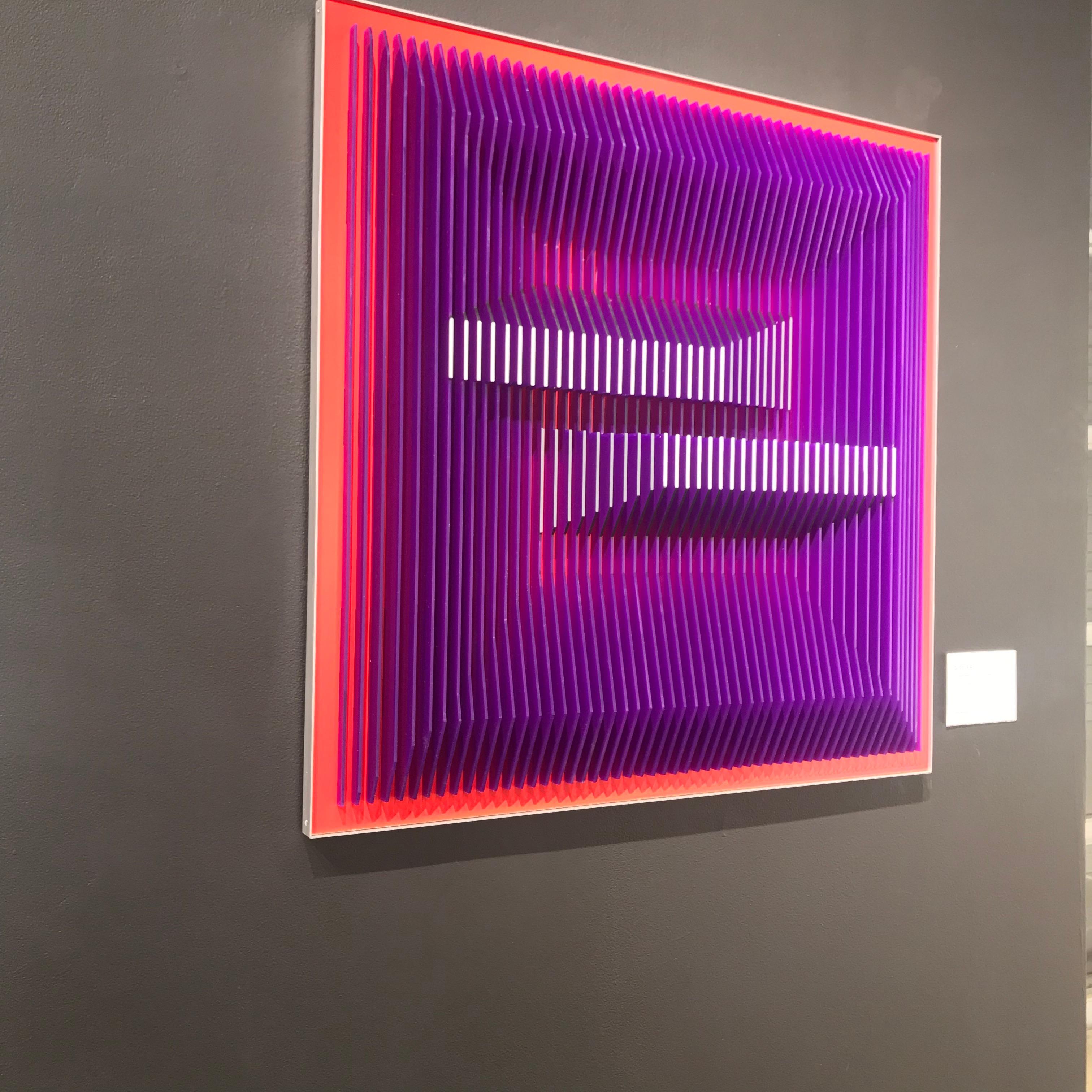 Jose Margulis Abstract Sculpture - Displaced Illusion 30PR - Geometric Abstract wall sculpture by J. Margulis