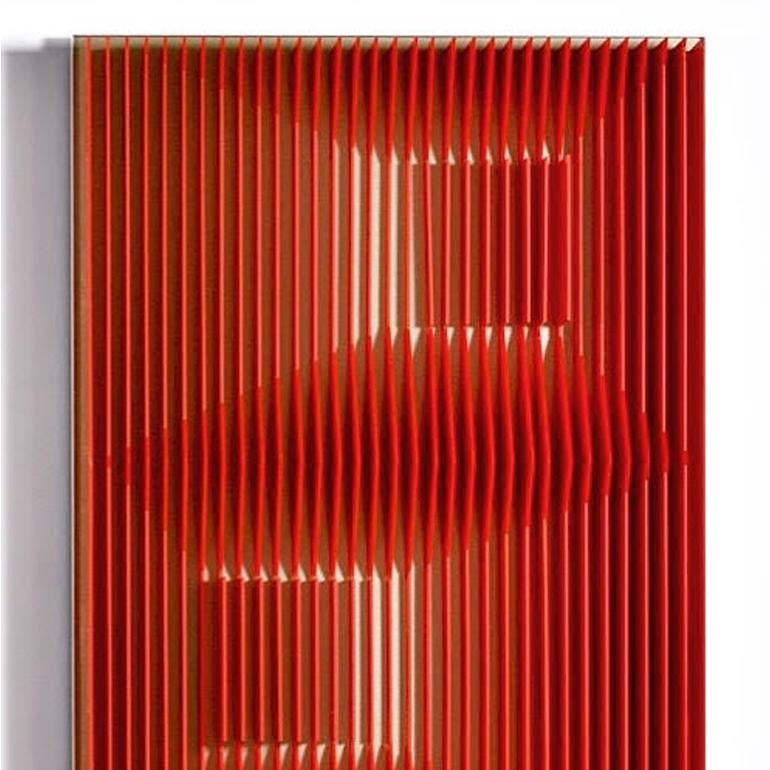 Gold Slides (Red and black) - diptych kinetic wall sculpture by J. Margulis - Abstract Geometric Sculpture by Jose Margulis