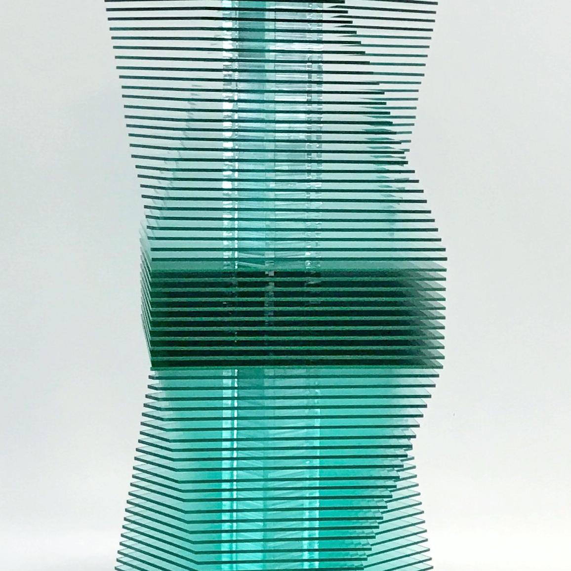 Green twist - kinetic sculpture by J. Margulis - Abstract Geometric Sculpture by Jose Margulis