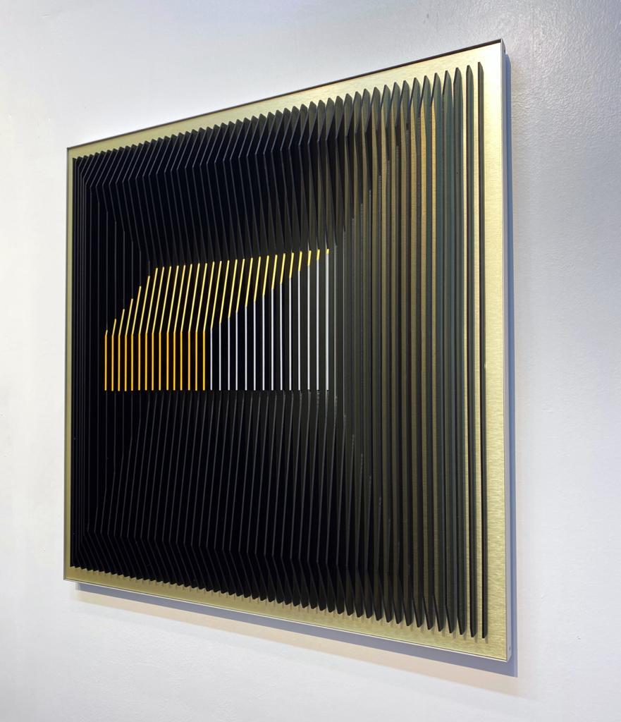 J. Margulis - Gold Illusion - kinetic wall sculpture  - Contemporary Sculpture by Jose Margulis
