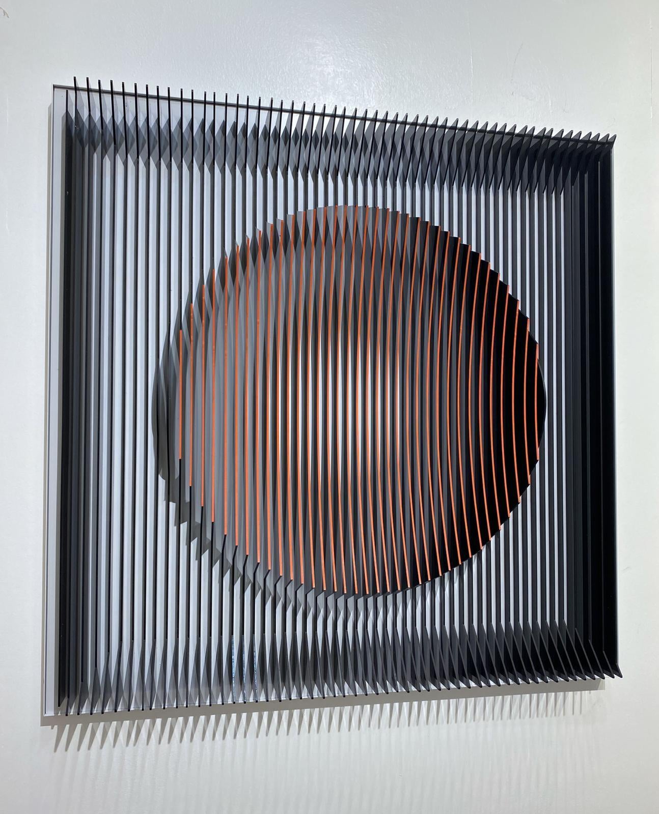 J. Margulis – Orange Mond – kinetische Wandskulptur