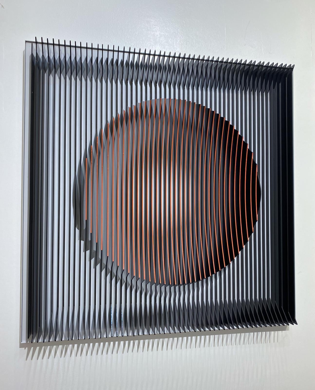 J. Margulis - Orange moon - kinetic wall sculpture 