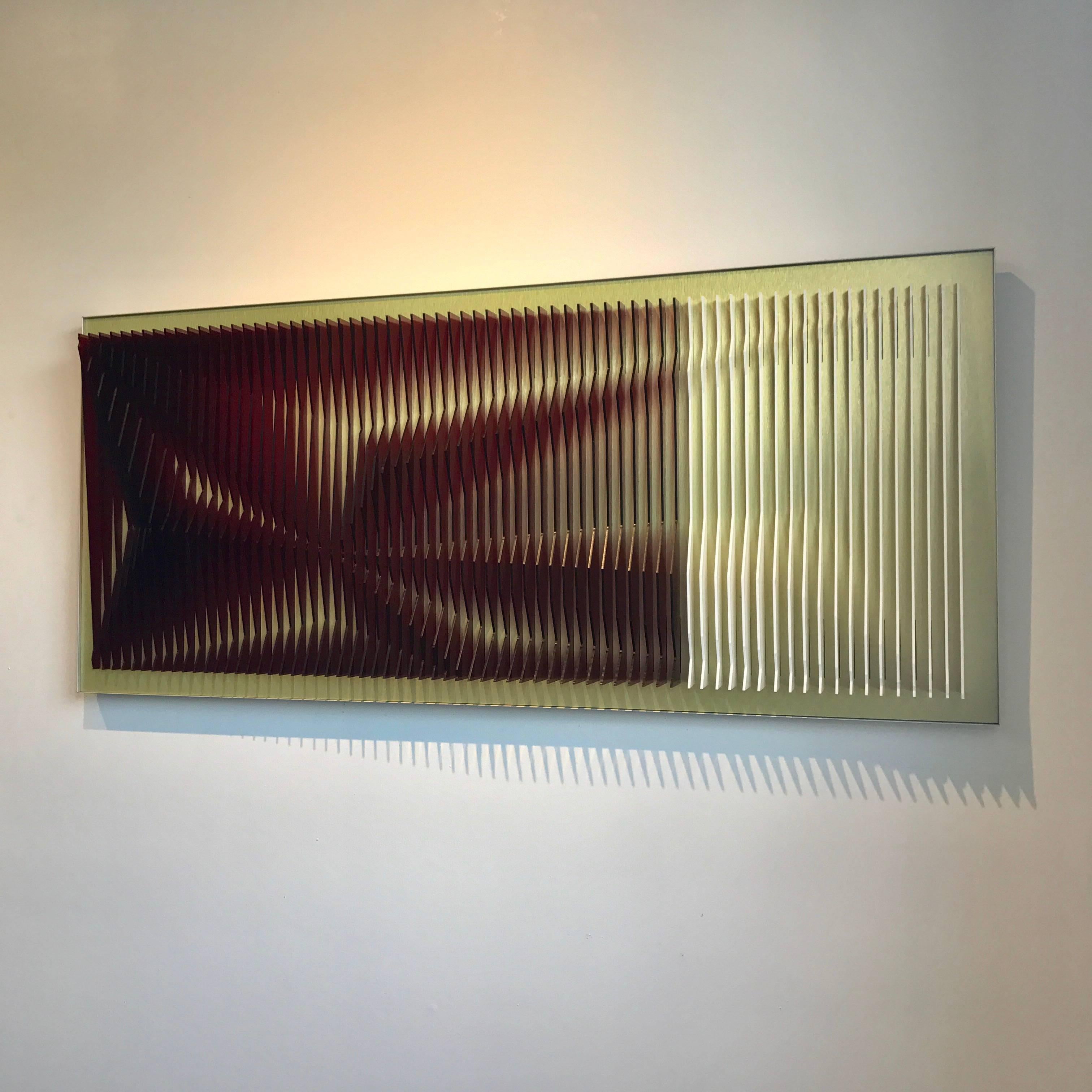 Jose Margulis Abstract Sculpture - Wine deep - kinetic wall sculpture by J. Margulis
