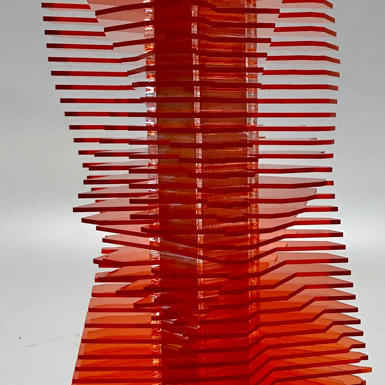 Zaha Amber - kinetic sculpture by J. Margulis - Abstract Geometric Sculpture by Jose Margulis