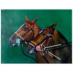 Jose Mario Ansalone Polo Horse Equestrian Painting, Oil on Canvas