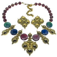 JOSE MARIA BARRERA for AVON Collier Adriatique or bijoux verre étrusque boucles d
oreilles