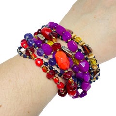 JOSE MARIA BARRERA signed vintage gold tone glass beads designer runway bracelet