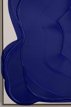 Abstract Relief Painting in Vibrant Blue by José María de Aurora Contemporary