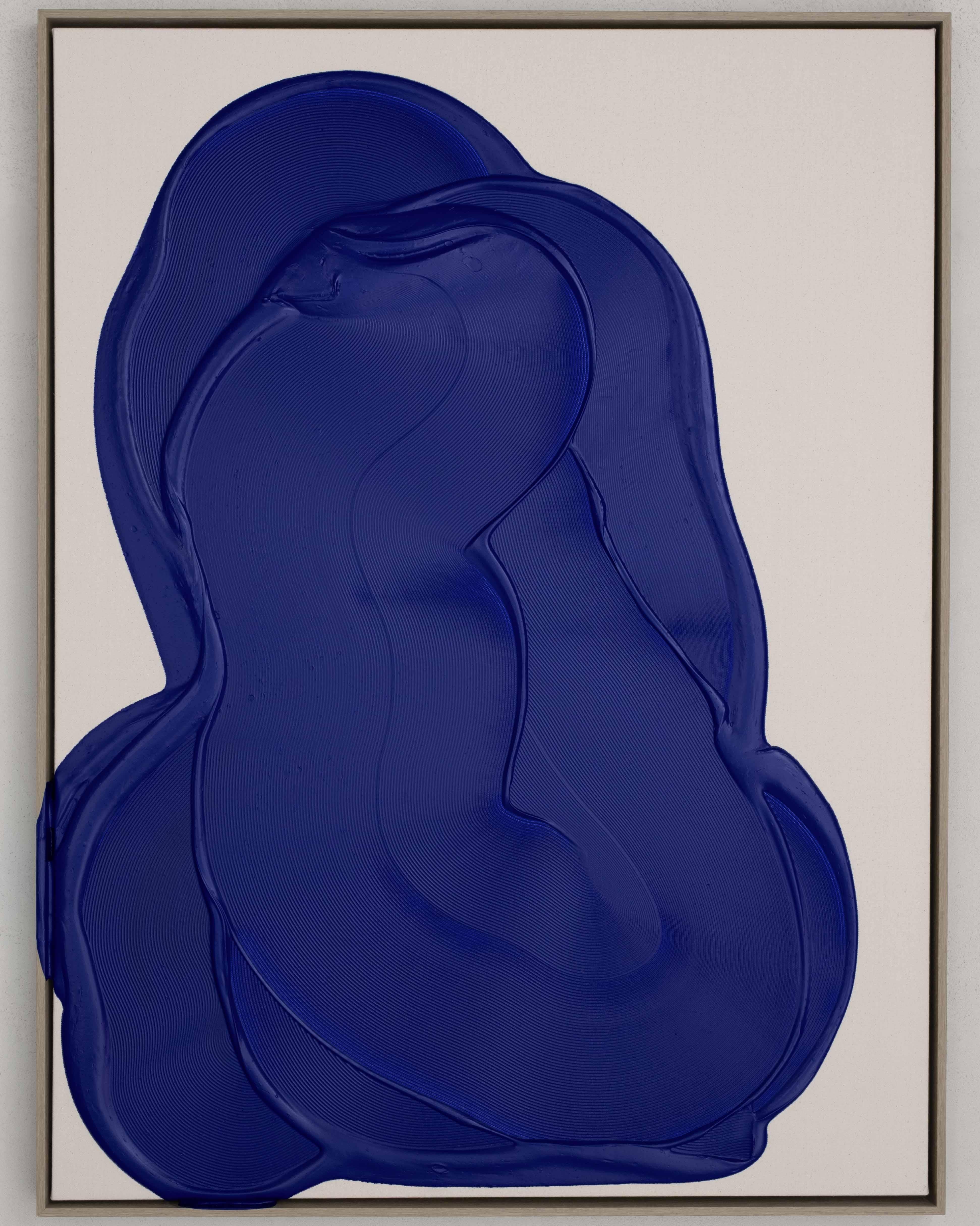 Peinture abstraite en relief d'un bleu éclatant par José María de Aurora Contemporary