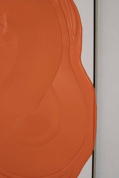 Abstract Relief Painting in Vibrant Orange by José María de Aurora Contemporary