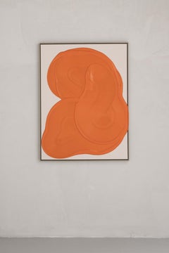 Abstract Relief Painting in Vibrant Orange by José María de Aurora Contemporary