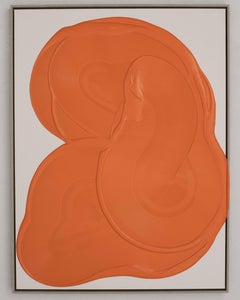 Abstract Relief Painting in Vibrant Orange by José María de Aurora Contemporary