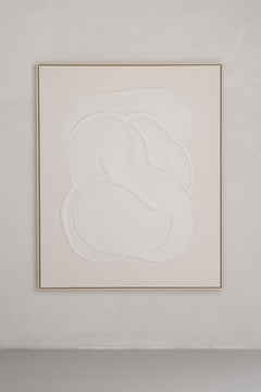 Abstract Relief Painting in Vibrant White by José María de Aurora Contemporary