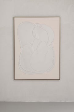 Abstract Relief Painting in Vibrant White by José María de Aurora Contemporary