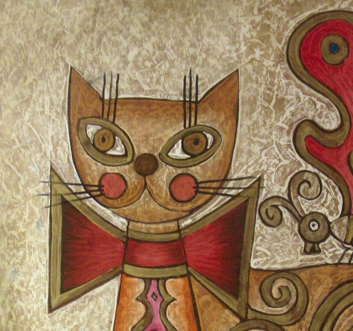 Chat décoré - Marron Animal Painting par Jose Maria de Servin