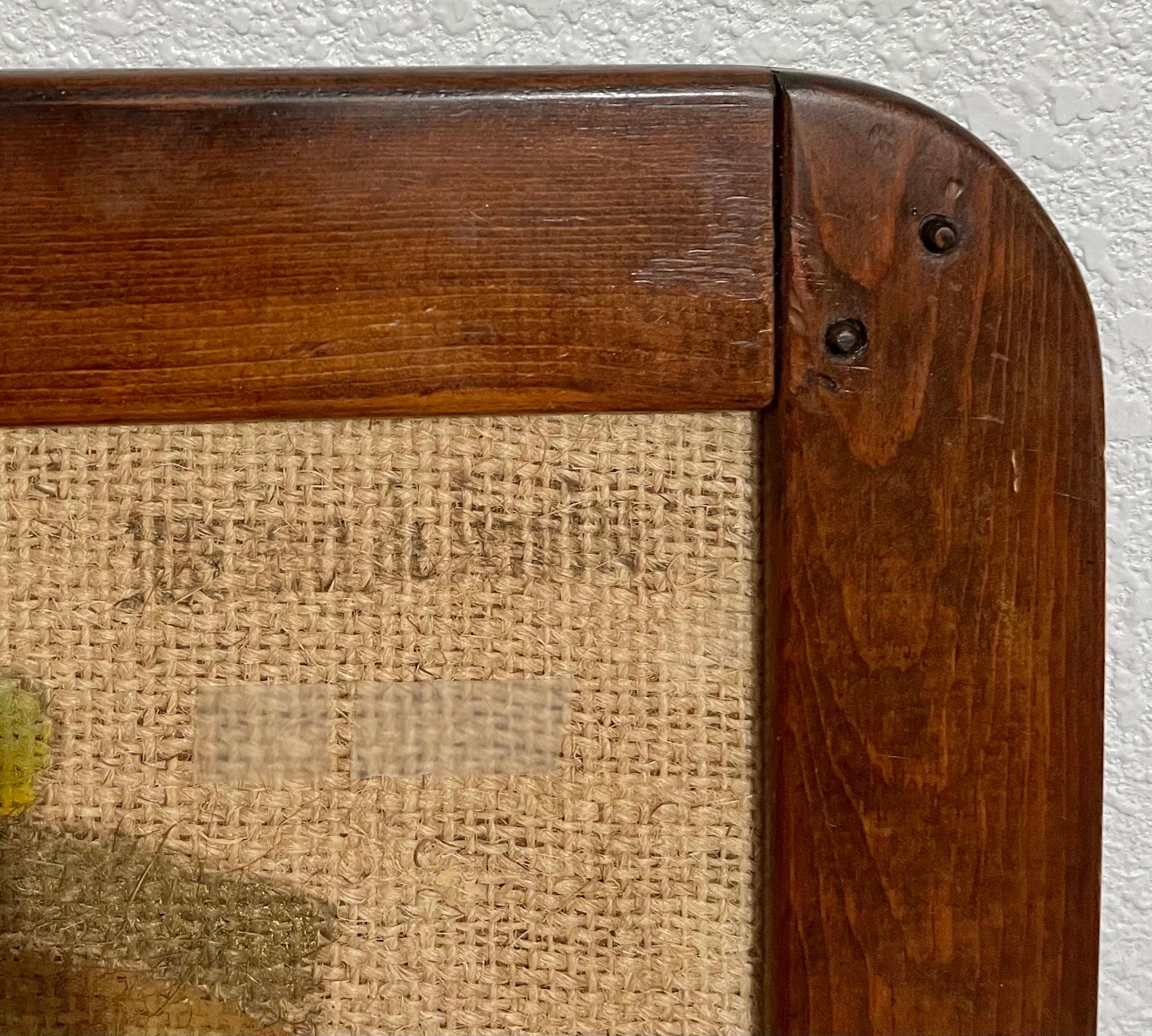 Folk Art Mexican Boy Ölgemälde auf Burlap Charming Naive African American Art im Angebot 1