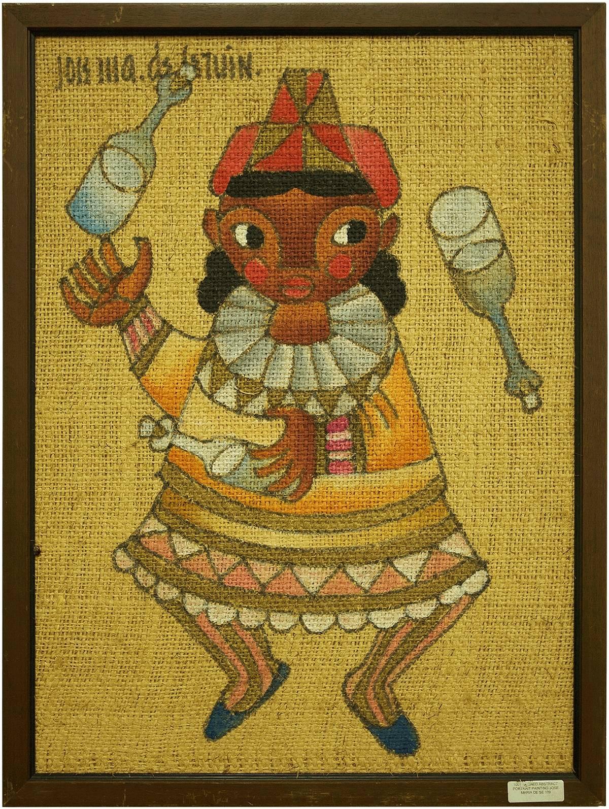 Folk Art Mexican Girl, Circus Clown Juggler 