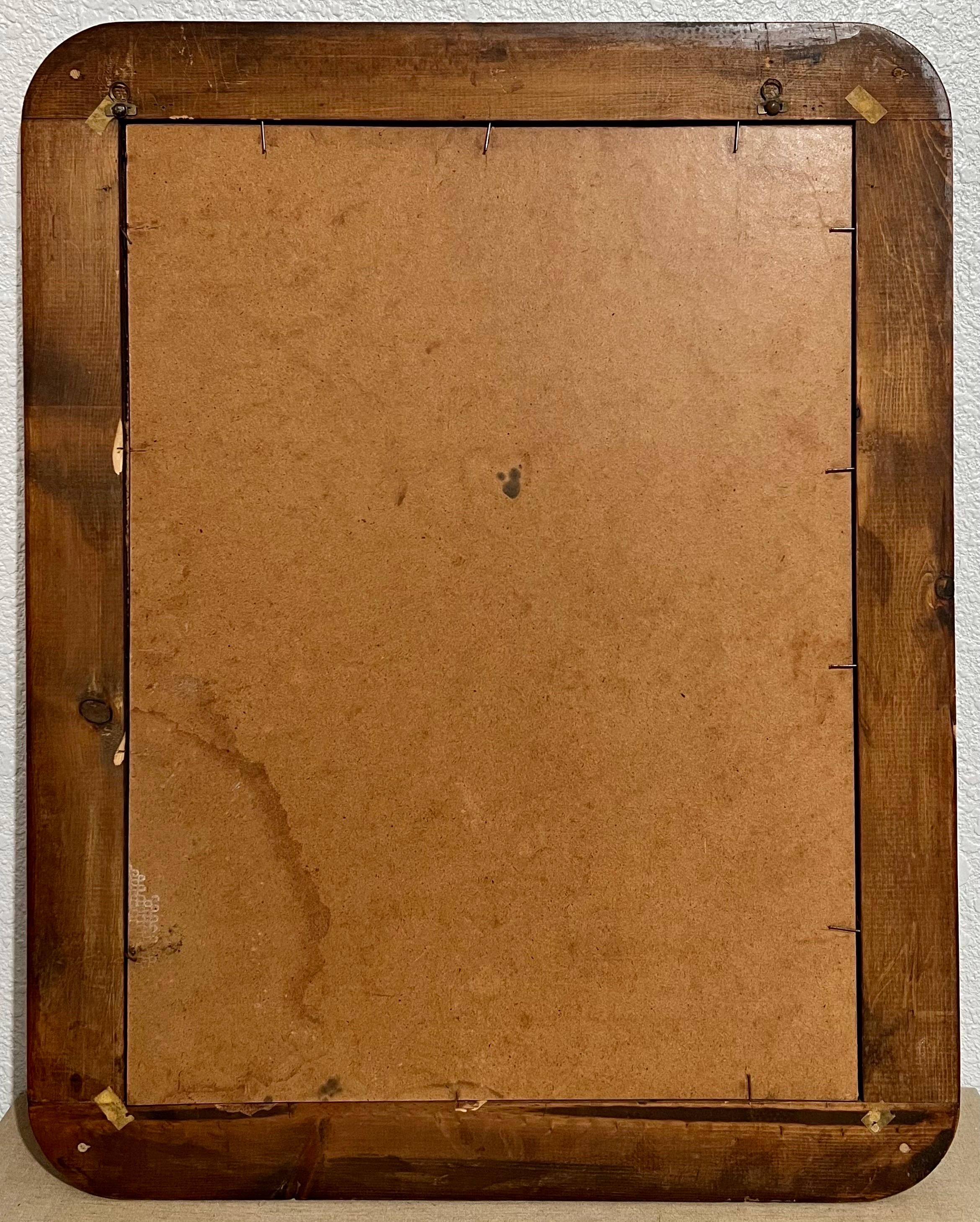 Folk Art Mexican Girl Ölgemälde auf Burlap Charming Naive African American Art im Angebot 2