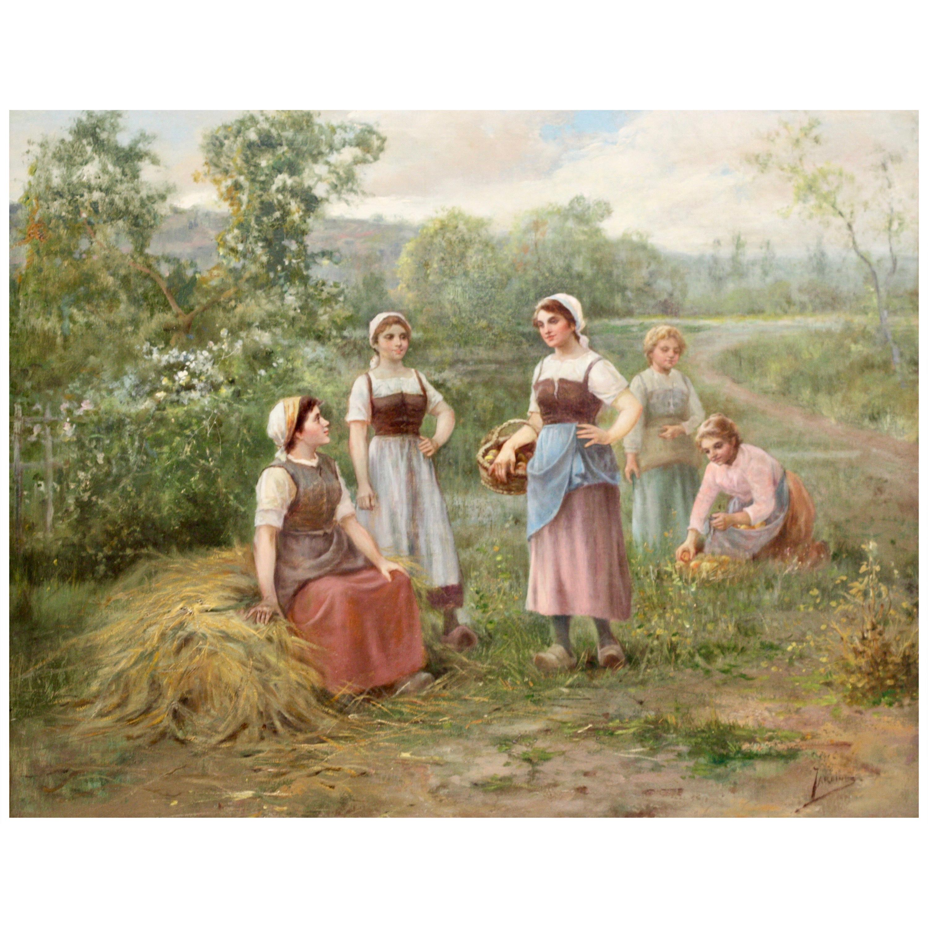 José Maria Jardines Oil on Canvas, Autumn Day For Sale
