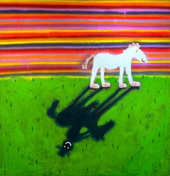 Sin título, Enorme pintura original sobre lienzo de Hunter Potter, firmada, 64x62 pulg.