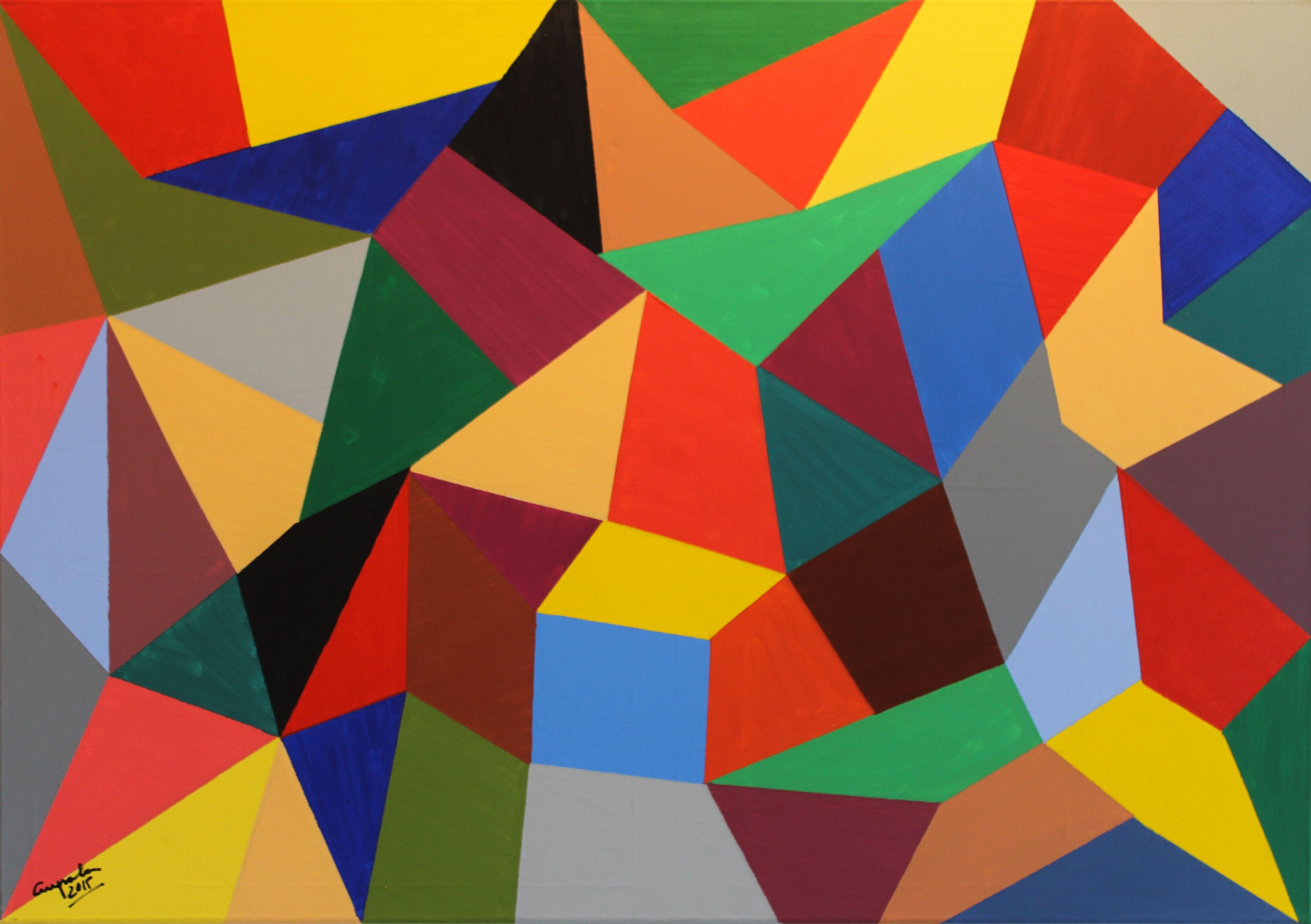 Jose Maria Palacin Calvo Abstract Painting - TRIANGULOS, Painting, Acrylic on Canvas