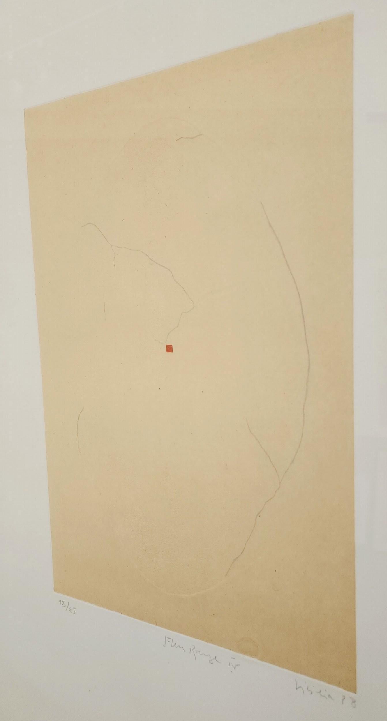 Lorbeerrote IV. (Beige), Abstract Print, von Jose Maria Sicilia