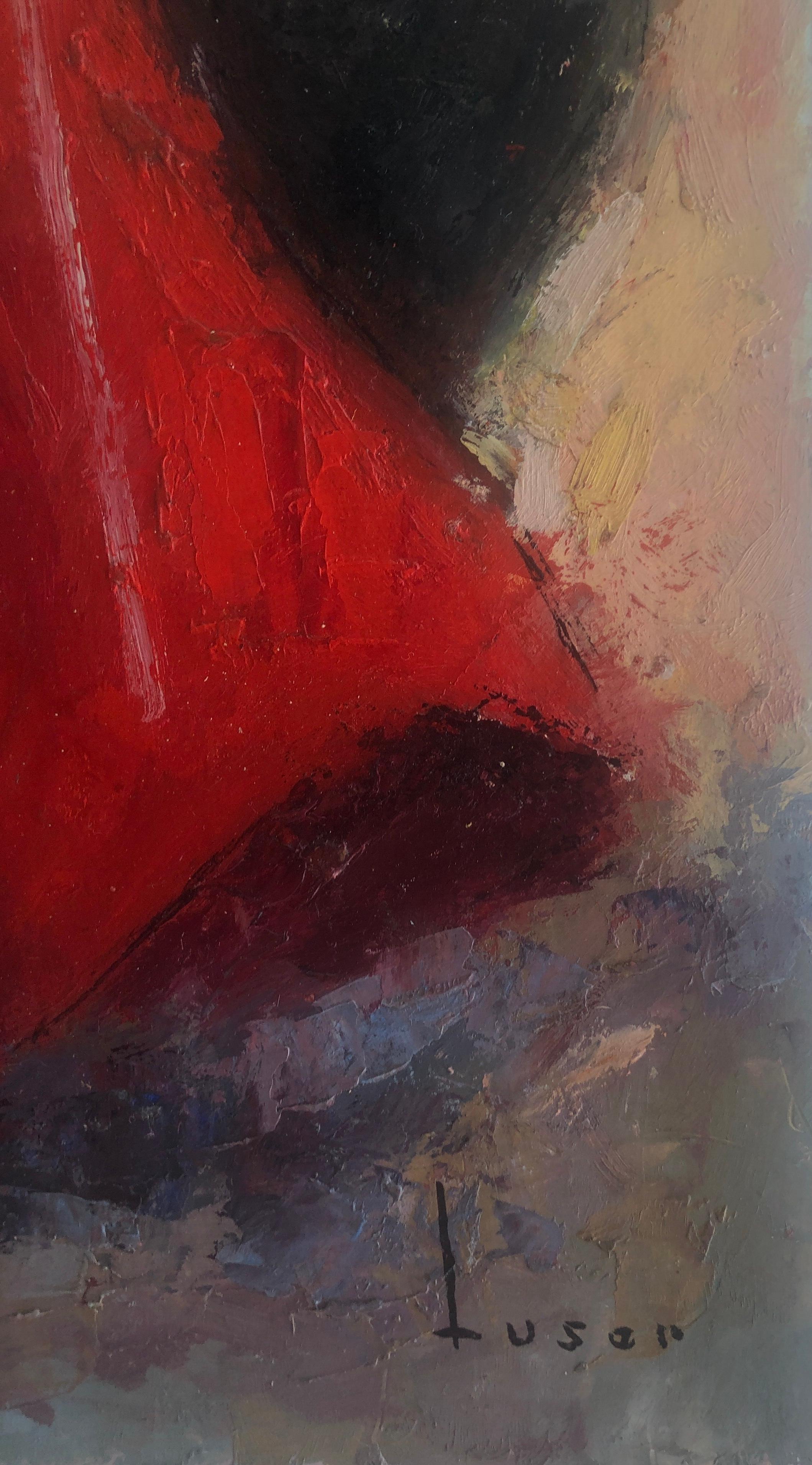 bullfighter and bull oil on board painting - Painting by Jose Maria Tuser Vazquez