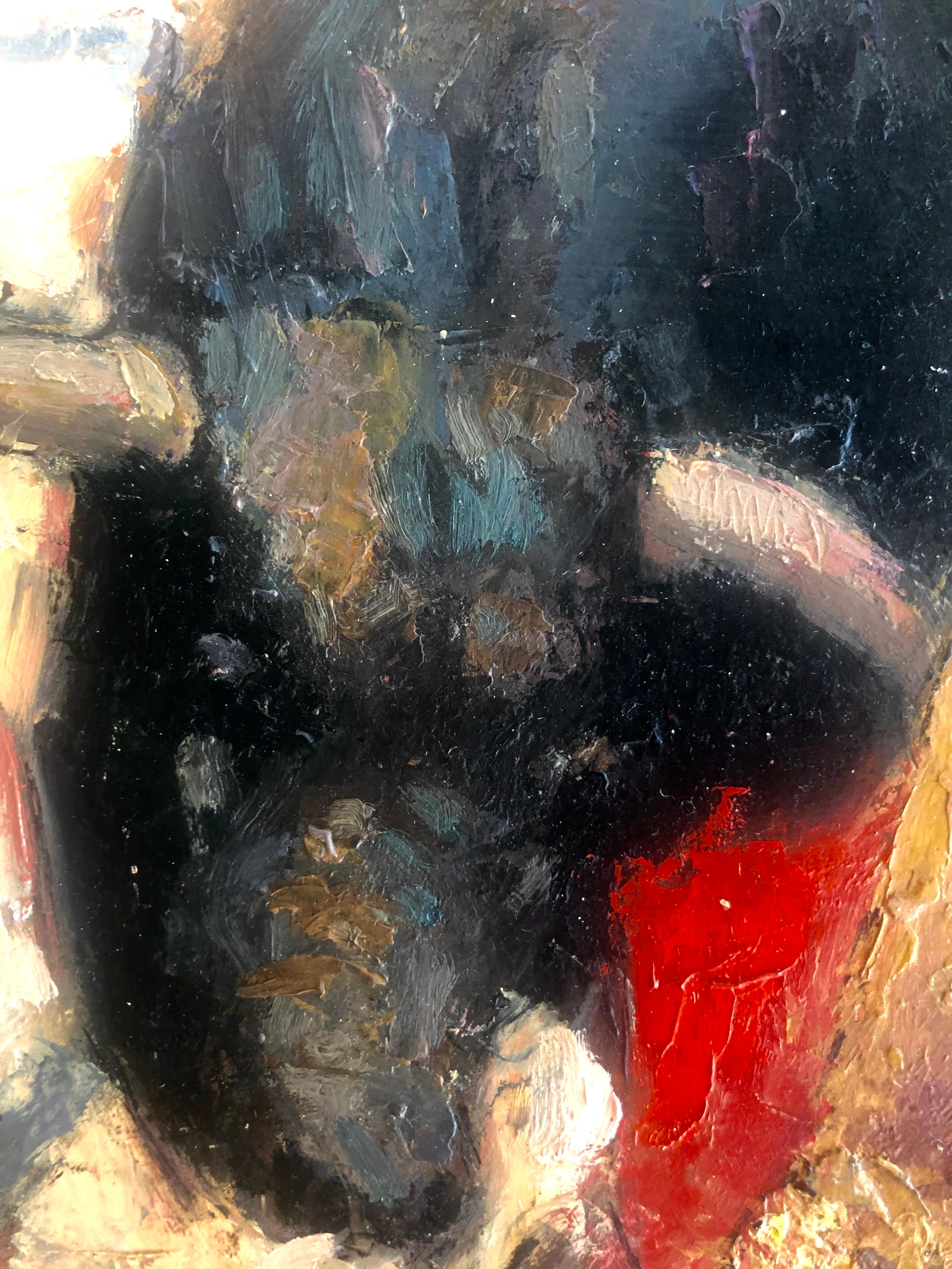 bullfighter and bull oil on board painting 1