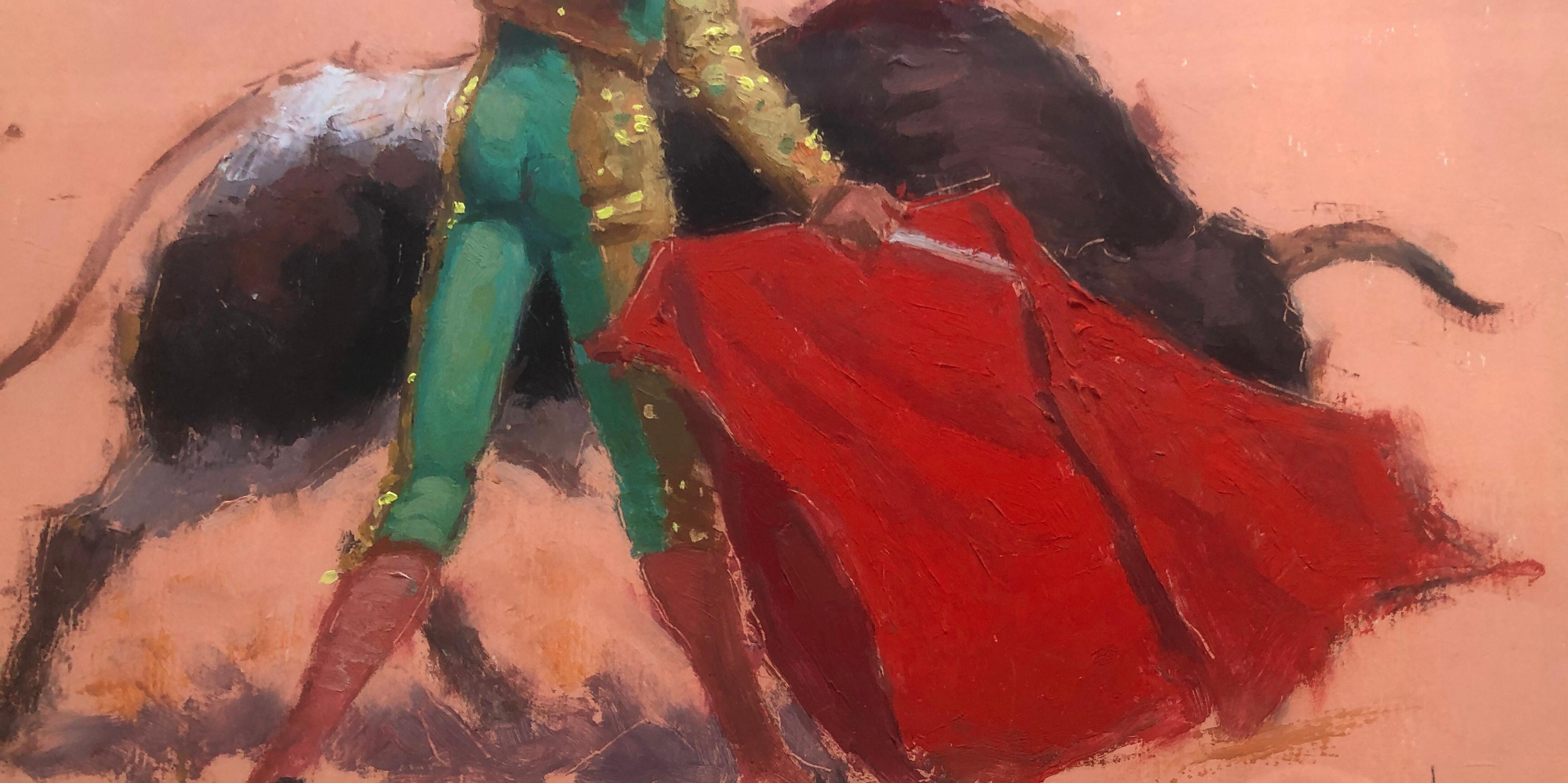 torero e toro olio su cartone - Painting Impressionismo di Jose Maria Tuser Vazquez