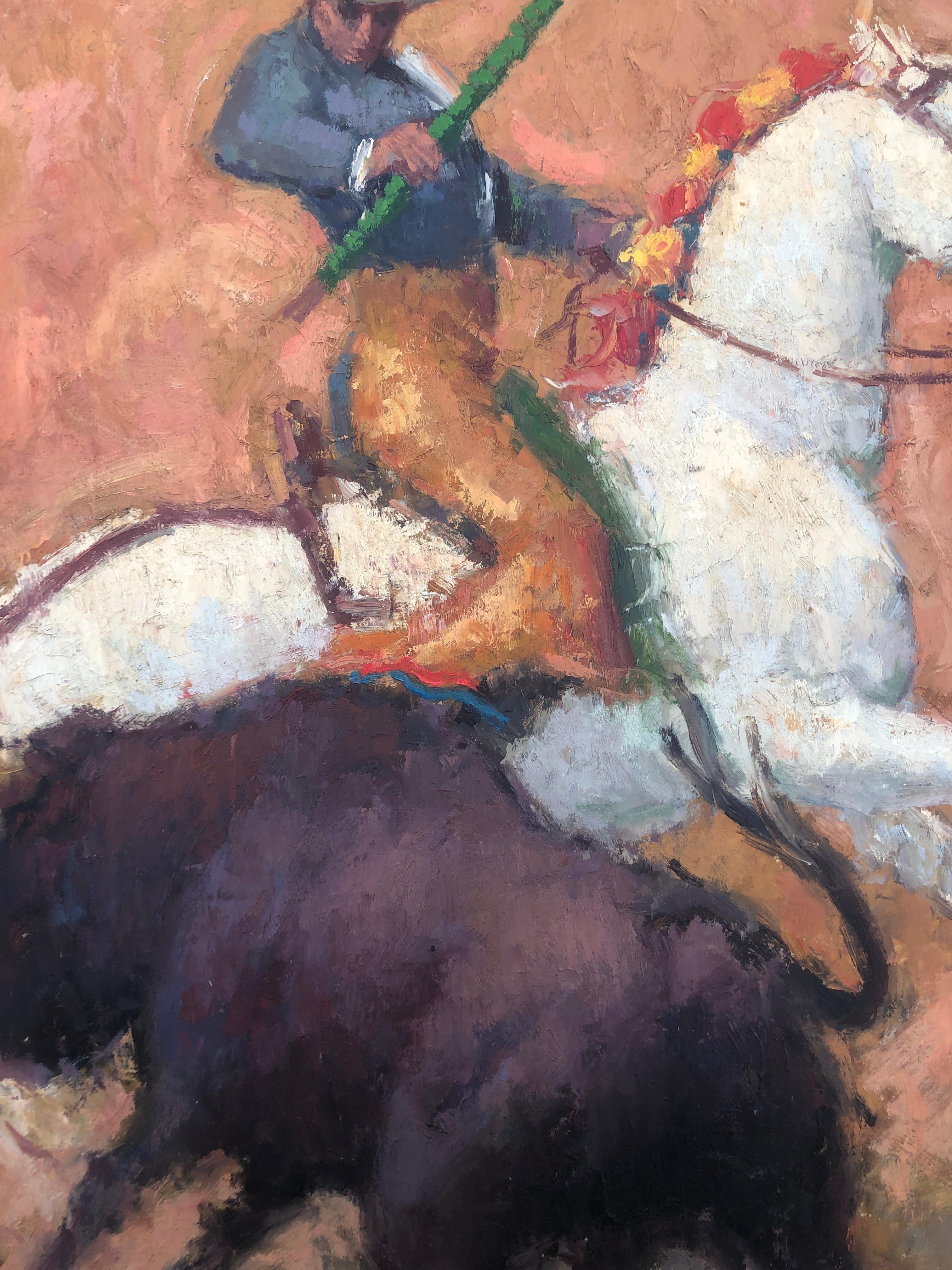 Escena taurina pintura al óleo sobre tabla en venta 2