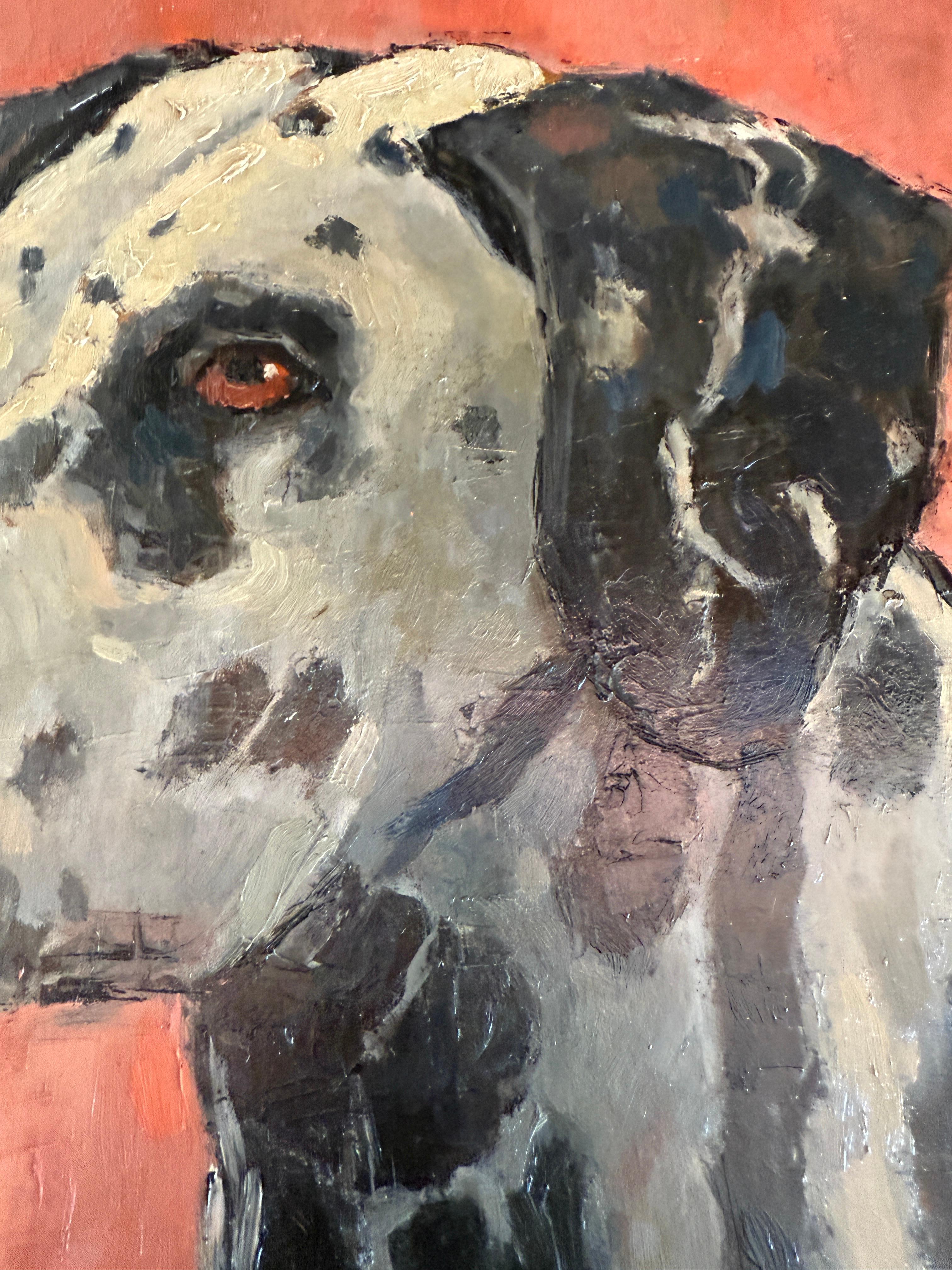 Title: Dalmatian
Artist: José María Tuser Vázquez (Barcelona, 1919 – 1986)
Technique: Oil on canvas mounted on board
Dimensions: 43 x 32 cm (16.9 x 12.6 in)
Signature: Signed “Tuser” in the lower left corner
Support: Canvas mounted on board (reverse